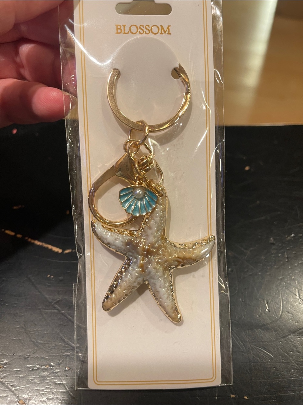 Starfish Charm Keychain purse charm with Gold Accents nwt